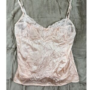 VTG Coquette  JCPenney Lace Trim Slip Top‎ Peach/Pink Lingerie 38/16 Romantic